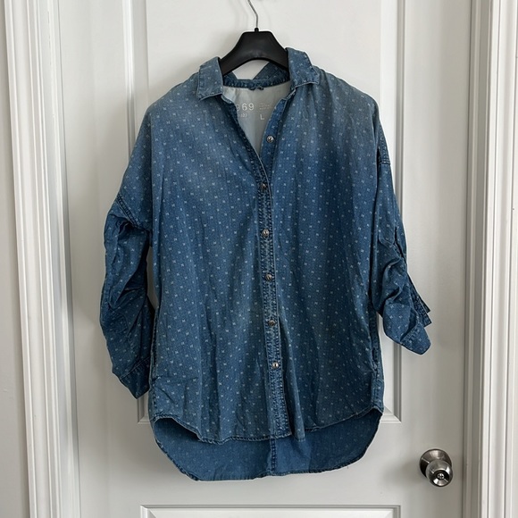 GAP button down cotton print top/jacket size large - Picture 4 of 7
